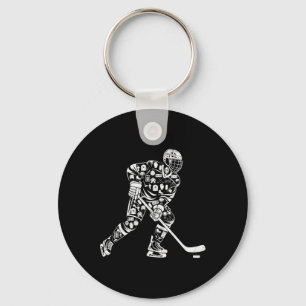 Silhouette Ice Hockey Player Women Mom Mother Girl Key Ring
