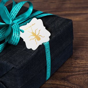 Silhouette in Gold of Big Creepy Crawly Ant Favour Tags