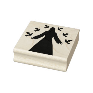 Silhouette Jesus with doves Rubber Stamp