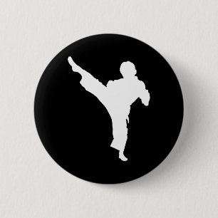 Silhouette Karate Fighter Shotokan Martial Arts Ta 6 Cm Round Badge