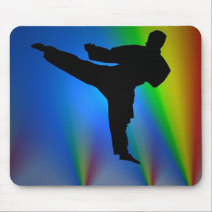 Silhouette karate man, mousepad