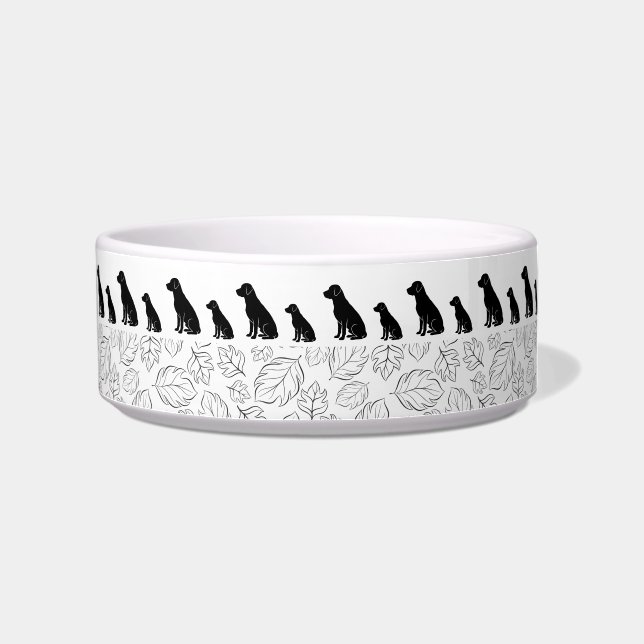Silhouette Labrador Black Pattern Dog Gifts Bowl (Right)