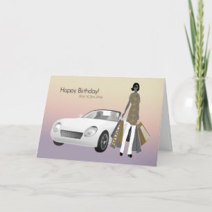 Silhouette Lady Shops ‘til She Drops Birthday Ca Card