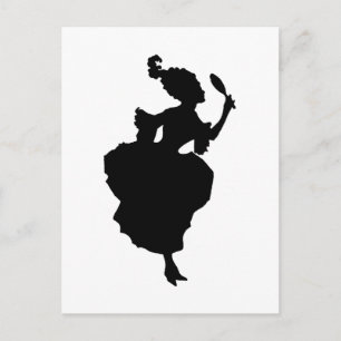 Silhouette Lady with Mirror  Postcard