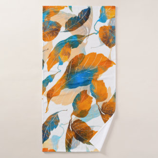Silhouette leaves: watercolor, digital seamless pa bath towel