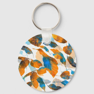 Silhouette leaves: watercolor, digital seamless pa key ring