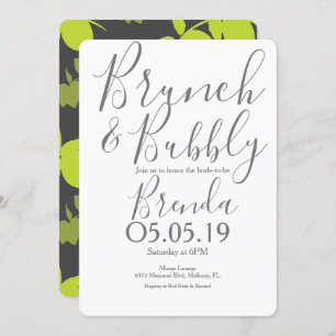 Silhouette Lemon Lime Modern Wedding Brunch Invitation