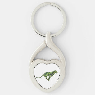 Silhouette Leopard Black and Green Key Ring