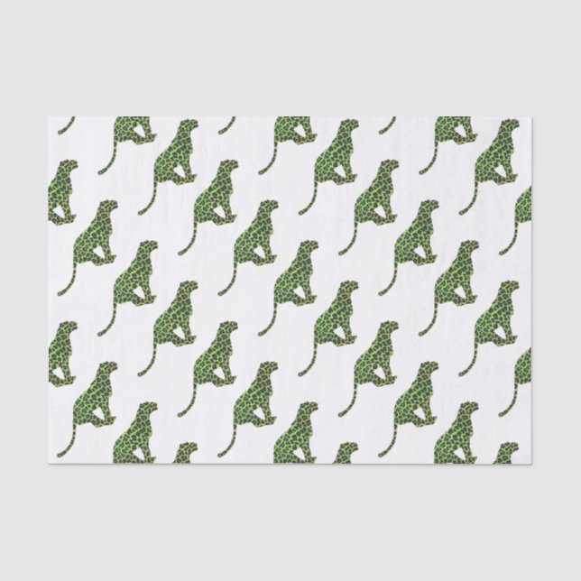 Silhouette Leopard Black and Green Tissue Paper (Front)