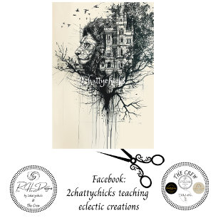 Silhouette Lion Head in Tree Decoupage Tissue Paper