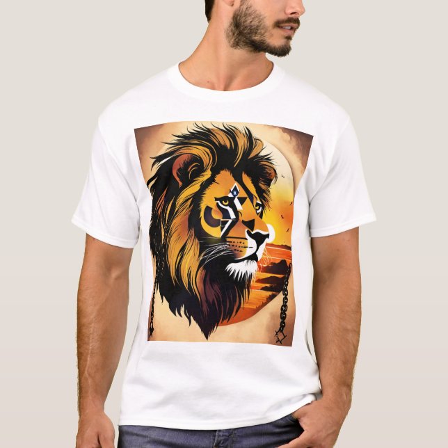 "Silhouette Lion Head T-Shirt – Bold & Powerful An (Front)
