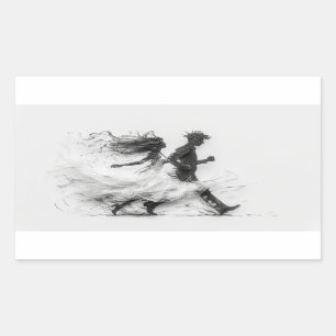 Silhouette Man and Woman Rectangular Sticker