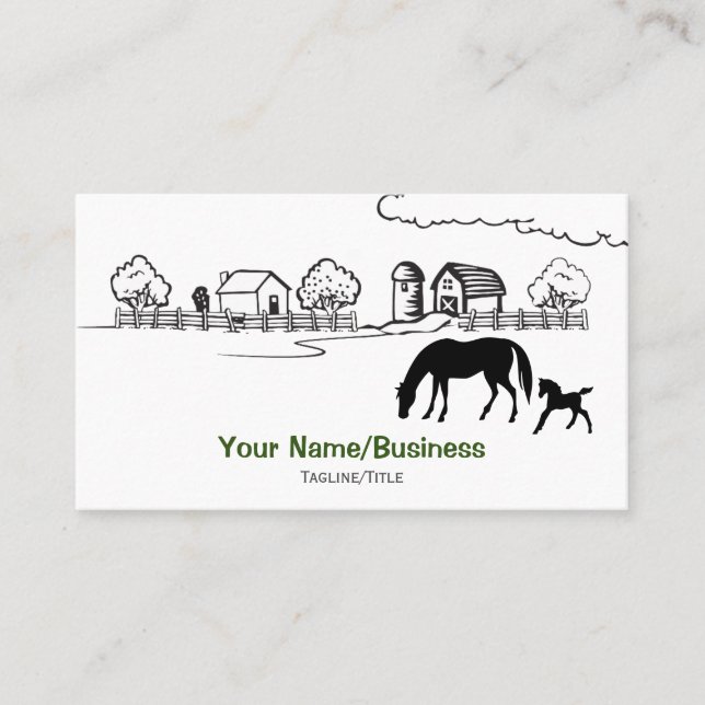Silhouette Mare and Foal Country Farm Horse Business Card (Front)