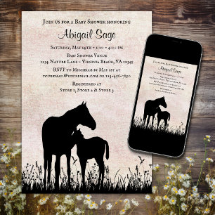 Silhouette Mare and Foal Horse Baby Shower Invitation