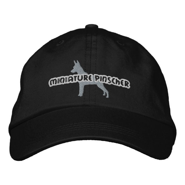 Silhouette Miniature Pinscher Embroidered Hat (Front)
