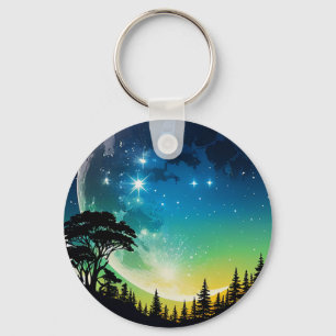 Silhouette Moon Night Key Ring