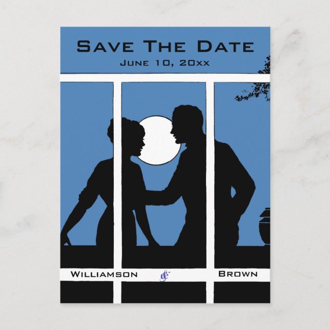 Silhouette & Moonlight Save The Date Postcards (Front)