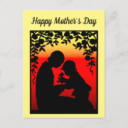 Silhouette Mother And Child Postcard