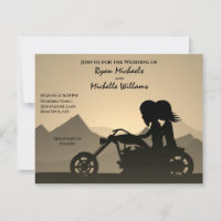 Silhouette Motorcycle Couple Mountain Wedding 