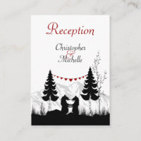 Silhouette Mountain Bears Wedding Reception Cards