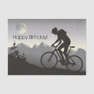 Silhouette Mountain Bike and Full Moon Birthday Tissue Paper