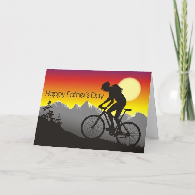 Silhouette Mountain Bike Happy Father's Day Card (Front)