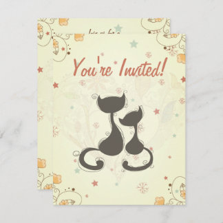 Silhouette Mum Cat and Kitten Baby Shower Invite