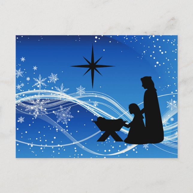 Silhouette Nativity Scene Christmas Holiday Postcard (Front)