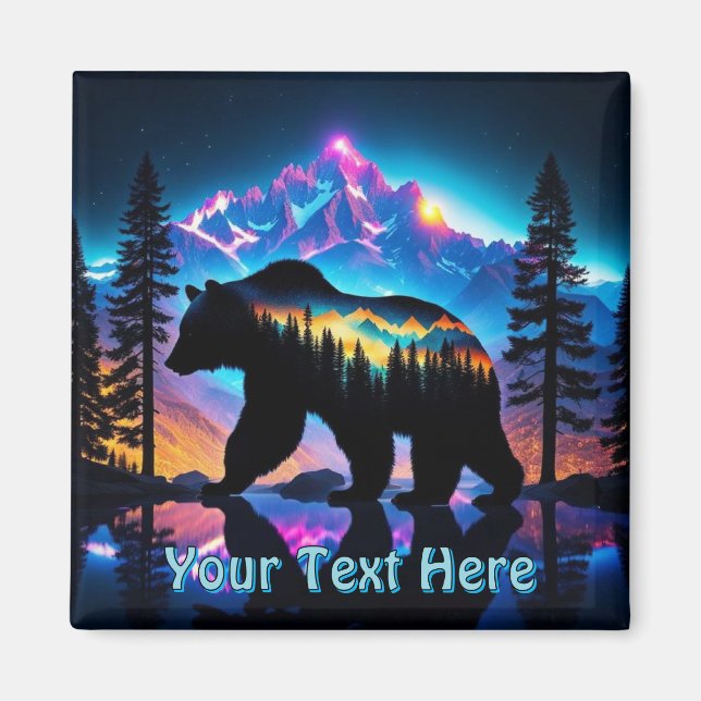 Silhouette of a Bear Showing Nature Landscape Magnet (Front)