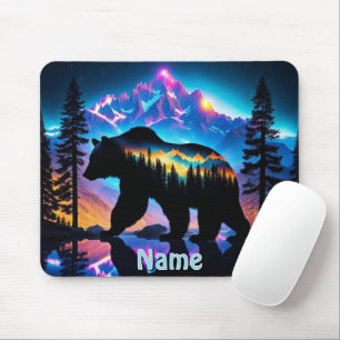 Silhouette of a Bear Showing Nature Landscape Mouse Mat