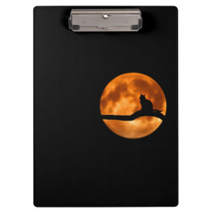 Silhouette of a Black Cat in a Tree Clipboard