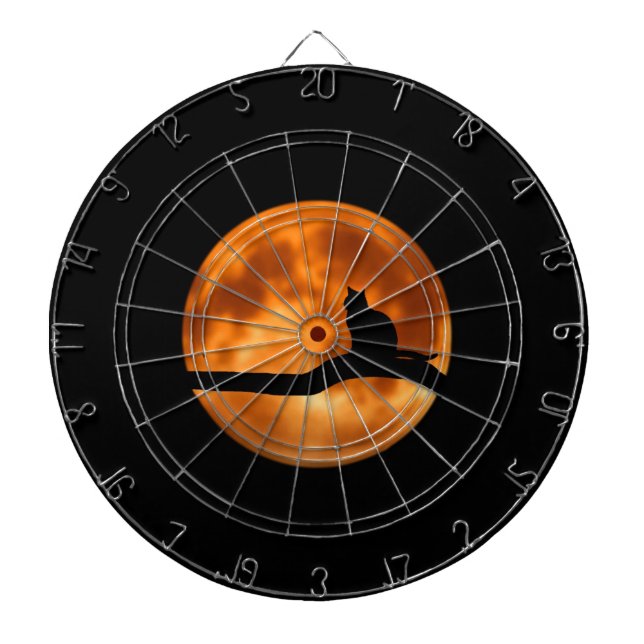 Silhouette of a Black Cat in a Tree Dart Board (Front)