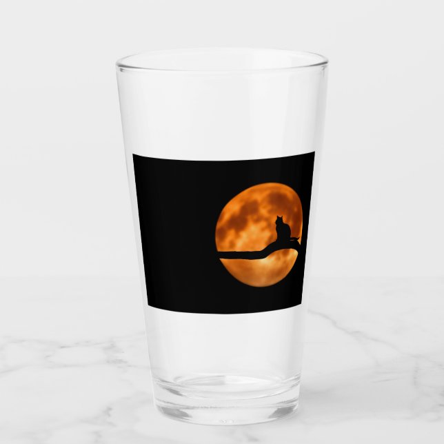 Silhouette of a Black Cat in a Tree Glass (Front)
