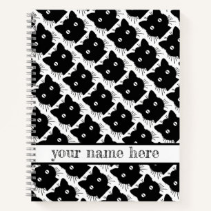 Silhouette of a black cat vintage illustration notebook