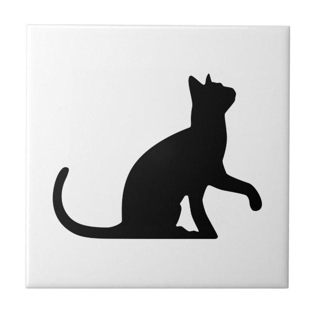 Silhouette of a Cat Entreating Tile (Front)