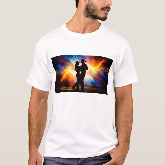 Silhouette of a cow boy couple dancing together T-Shirt (Front)
