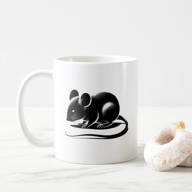Silhouette of a curious rat. coffee mug (With Donut)