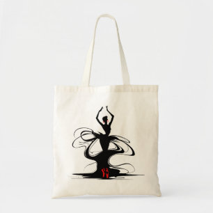 Silhouette of a Dancer in Red Ballet Pointe Shoes Tote Bag