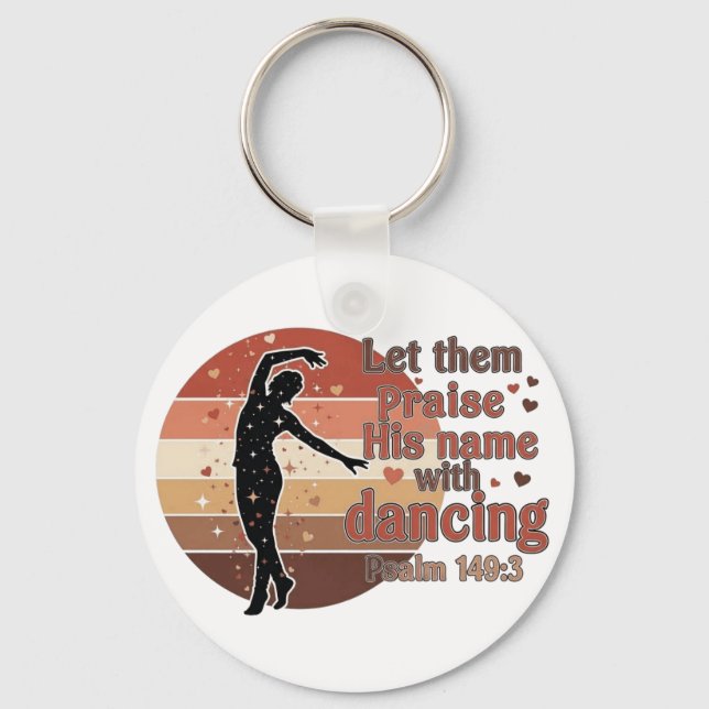 Silhouette of a dancer - Psalm based design Key Ring (Front)