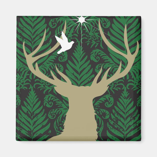 Silhouette of a deer, a dove and a star against a magnet (Front)