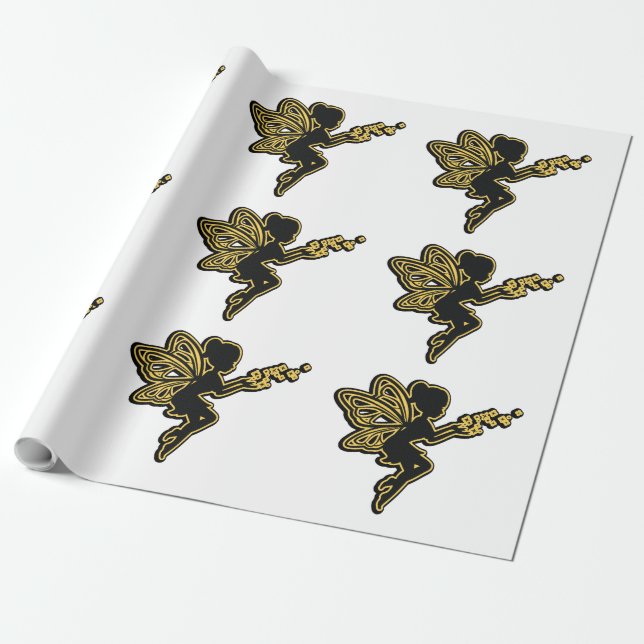 Silhouette of a fairy- gift wrappin wrapping paper (Unrolled)