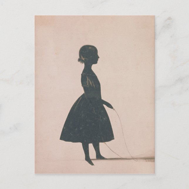 Silhouette of a girl with a skipping rope postcard (Front)