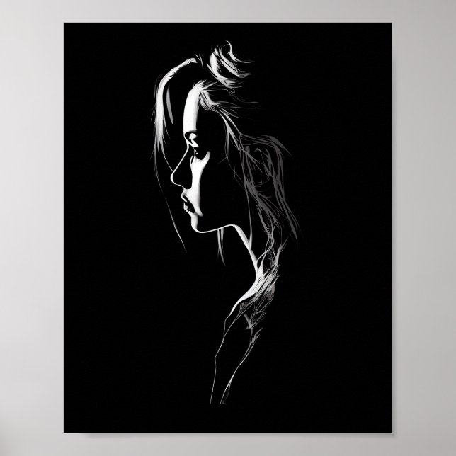 Silhouette of a girl with light and shadow poster (Front)