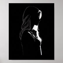 Silhouette of a girl with light and shadow