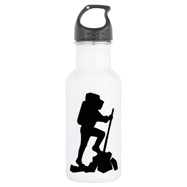 Silhouette of a Hiker Hiking Up a Mountain 532 Ml Water Bottle (Front)