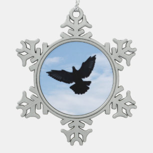 Silhouette of a Homing Pigeon in Flight Ornament