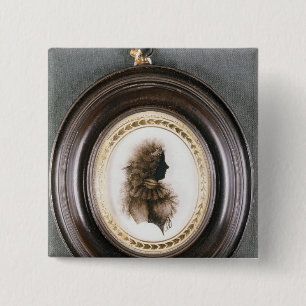 Silhouette of a lady, painted on convex glass 15 cm square badge