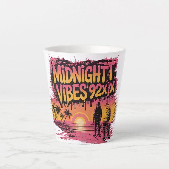 Silhouette of a man standing on a beach Latte Mug (Front)