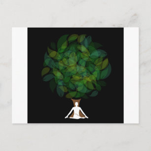 Silhouette of a meditating person or a person postcard
