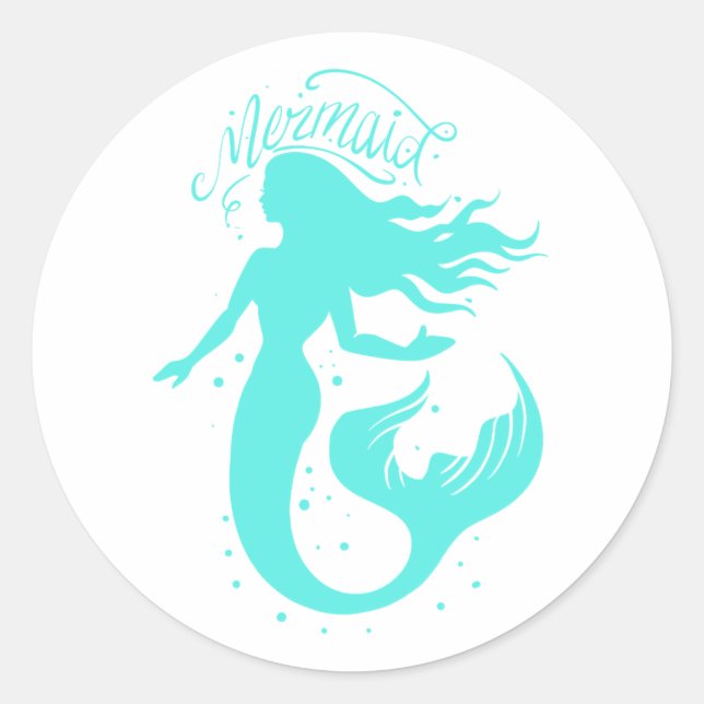 Silhouette of a mermaid - Choose background colour Classic Round Sticker (Front)